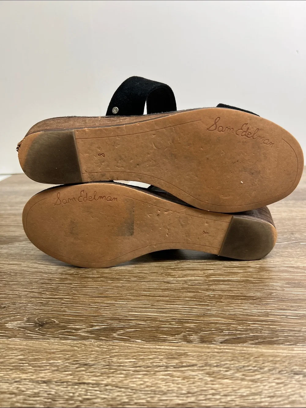 Sam Edelman Shellie Black Suede Double Strap Slide Sandals Size 8